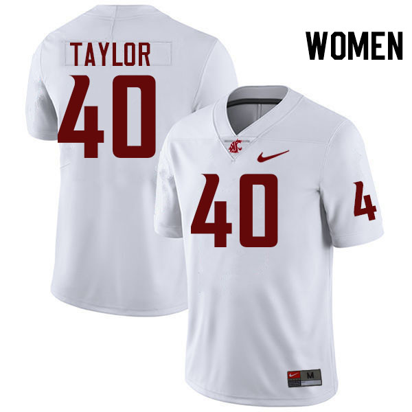 Women #40 Joe Taylor Washington State Cougars College Football Jerseys Stitched-White